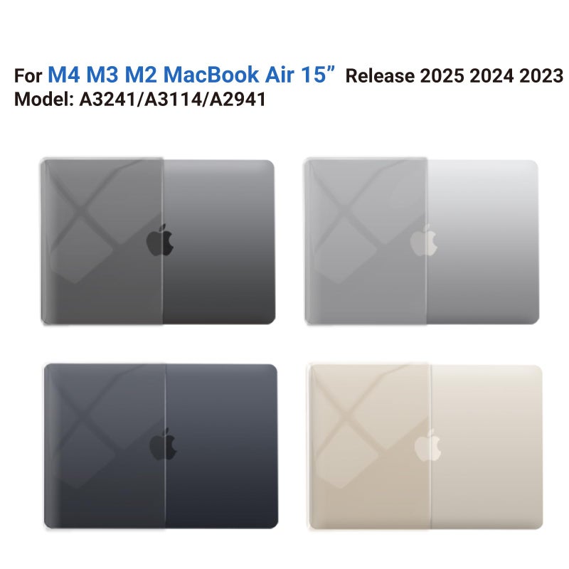 آي بينزر IBenzER متوافق مع 2025 2024 2023 MacBook Air 15 بوصة حافظة M4 A3241 M3 A3114 M2 A2941 حافظة صلبة وغطاء لوحة مفاتيح ونوع C لجهاز Mac Air 15.3 بوصة شاشة عرض شبكية العين السائلة واضحة AT15-CYCL+1TC - Image 4
